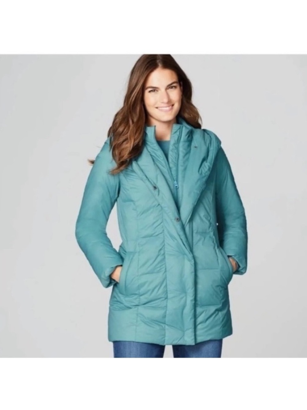 J. Jill Teal Quilted Puffer Jacket
